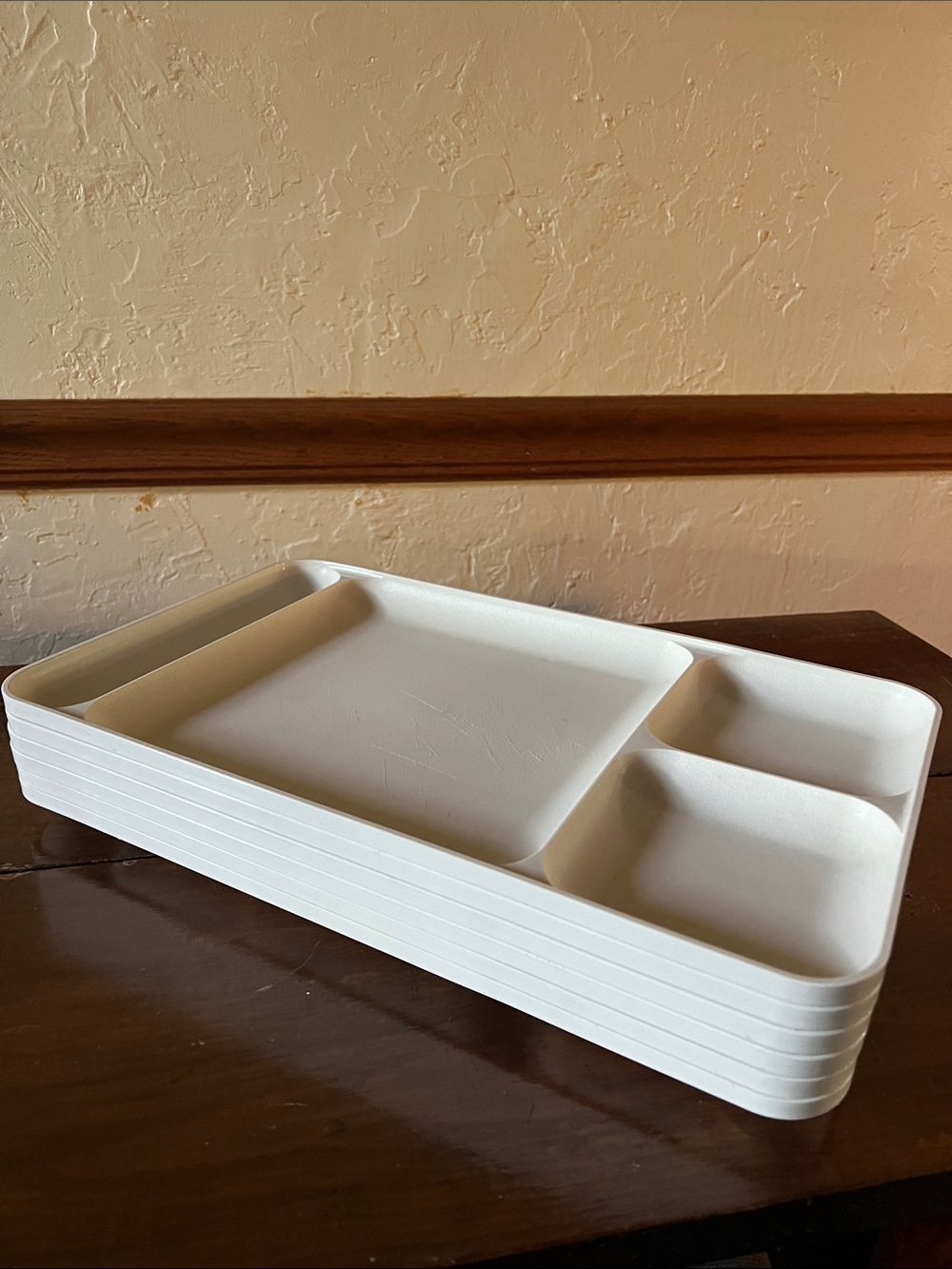 1970s Vintage Tupperware White Compartmented Serving Tray set of 6